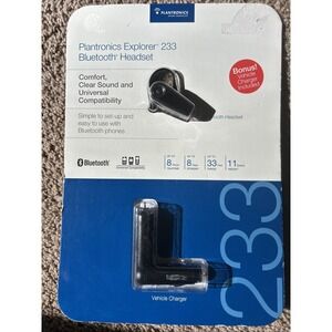 NEW Plantronics Explorer 233 Bluetooth Earpiece with Car Charger Sealed Phone